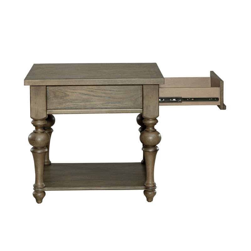 Americana Farmhouse Dusty Taupe Drawer End Table