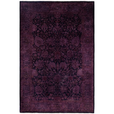 Overdyed One-of-a-Kind Hand-Knotted Area Rug - Purple - 4' 2" x 6' 3"