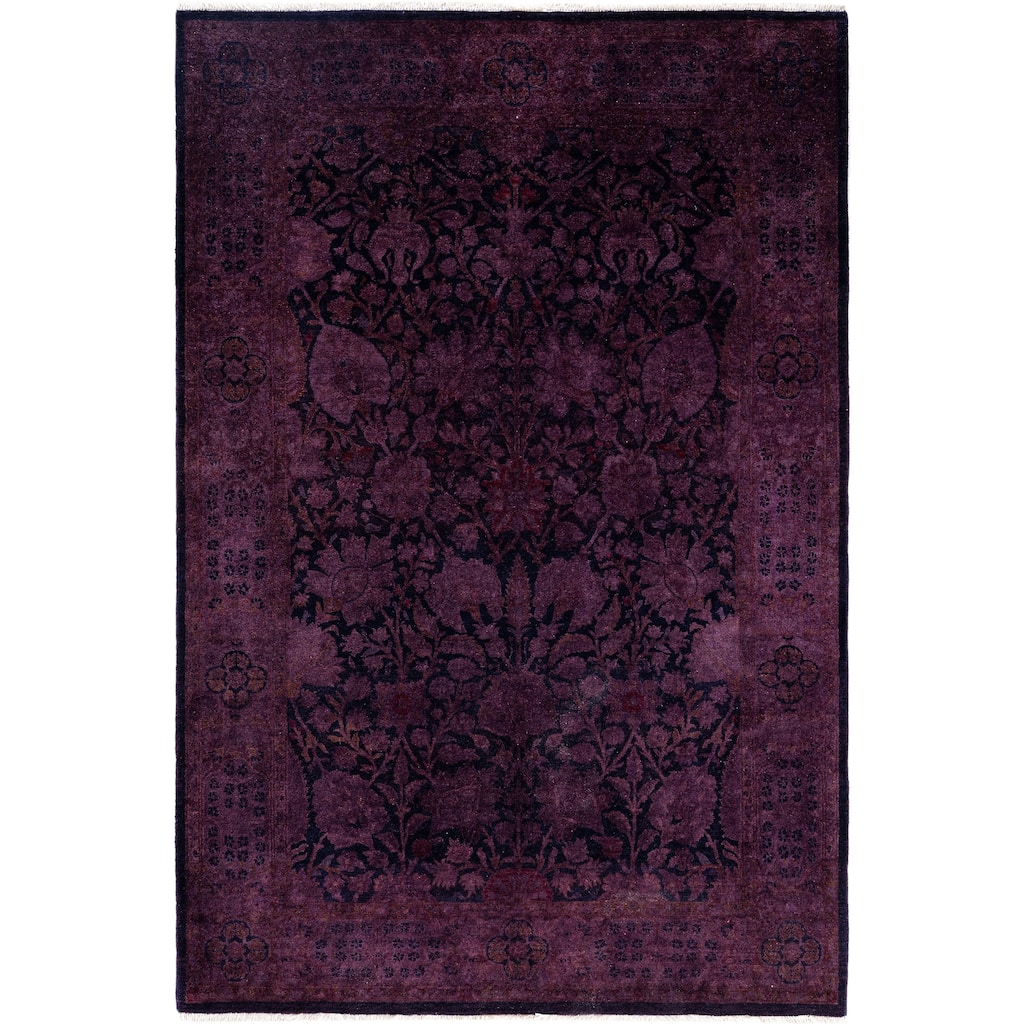 Overdyed One-of-a-Kind Hand-Knotted Area Rug - Purple - 4' 2" x 6' 3"