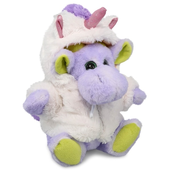 slide 2 of 6, DolliBu Sitting Purple Moose Unicorn Plush Stuffed Animal with Scarf - 12 inches