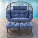preview thumbnail 10 of 23, Gymojoy Double Wicker Egg Chair Outdoor Oversized Egg Chair Chair with Ottoman - Blue