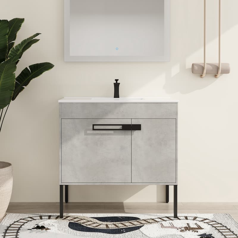 Malwee 24"/30"/36" FreeStanding Bathroom Vanity, Floor Stand Bathroom Vanity with Ceramic Top,Soft Close Door