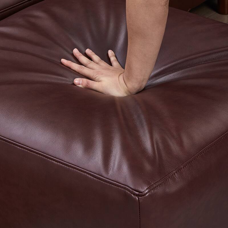 Roomfitters 112" Modern Extra Large 4-Seater Sofa, PU Leather Sectional Couch with Solid Wood Legs for Living Room