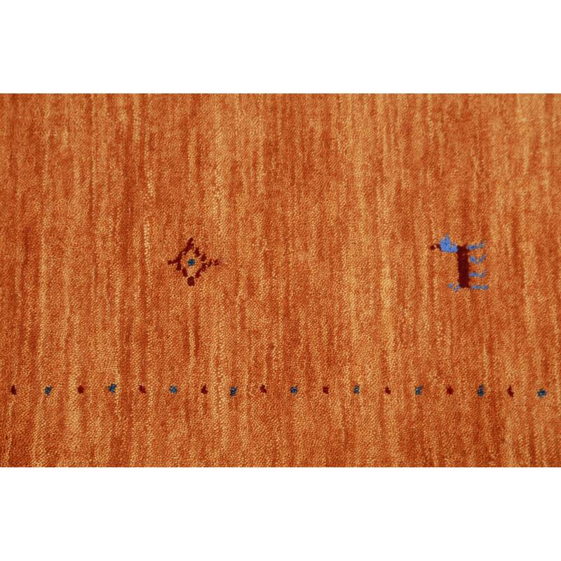 Hand Knotted Oriental 100% Wool Carpet Tribal Stripe Oranges & Rust Gabbeh Area Rug - 8' 0'' X 4' 11''