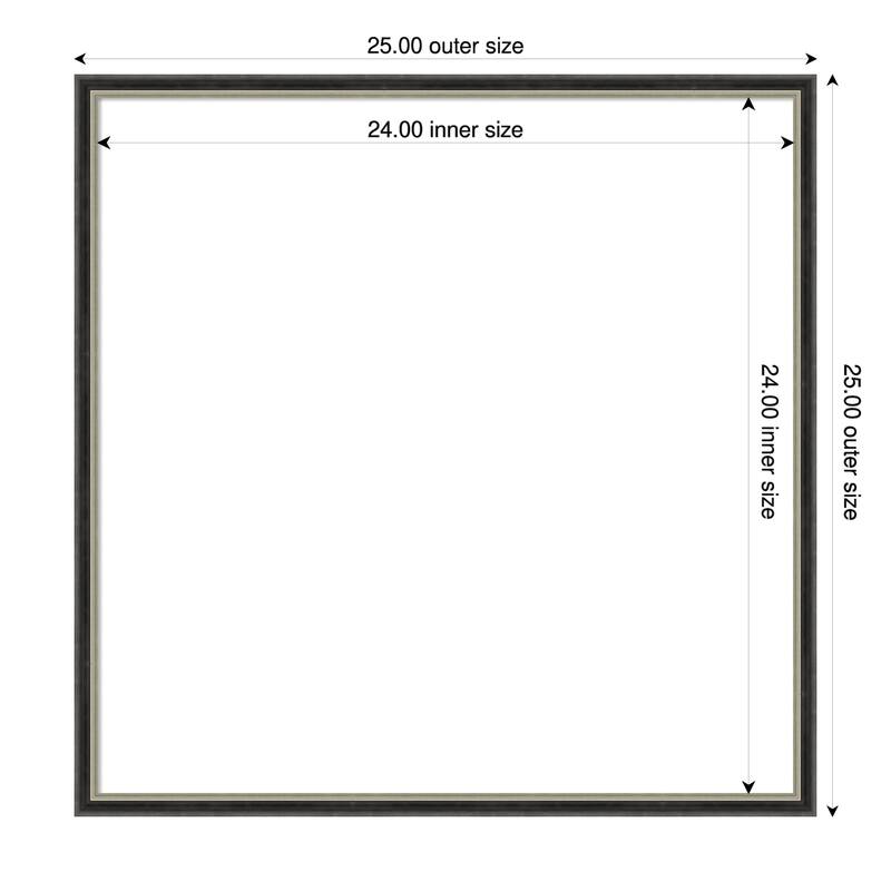 Amanti Art Theo Black Silver Narrow Framed Dry Erase Magnetic Board - 25 x 25 in - Theo Black Silver Narrow