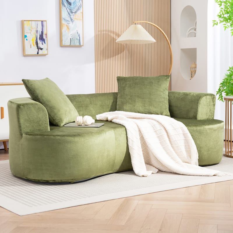 XINMICS 79'' Modern Sectional Sofa, 2-Seater Chenille Sofa with 2 Pillows, U-Shape Foam Sofa No Assembly Required