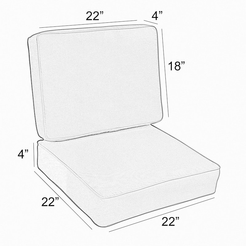 Sunbrella Indoor/ Outdoor Corded Chair Cushion Set - 22" x 22" x 4"