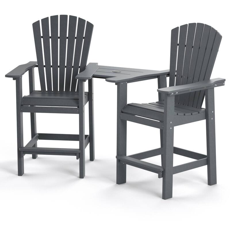 Patio Bar Stools Adirondack Arm Chairs Set of 2, 3 colors