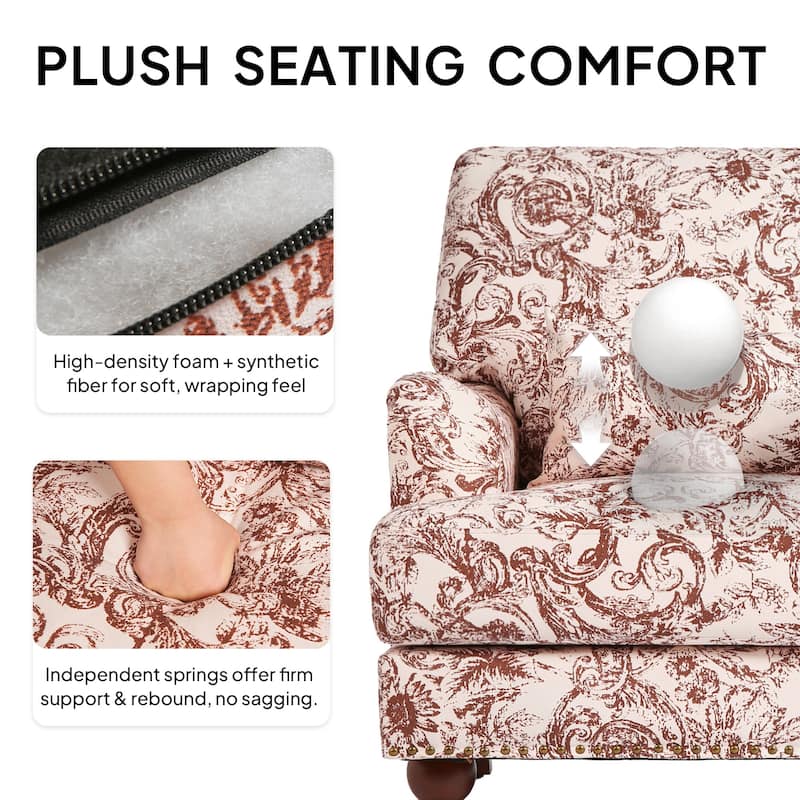 Mid Century Chenille Upholstered Accent Chair with Nailhead Trim