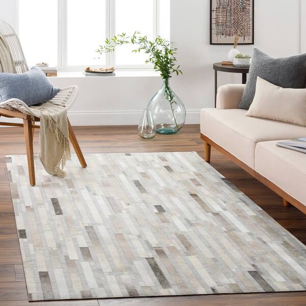 slide 2 of 43, Hand-Crafted Euclid Viscose & Hair-on-hide Area Rug
