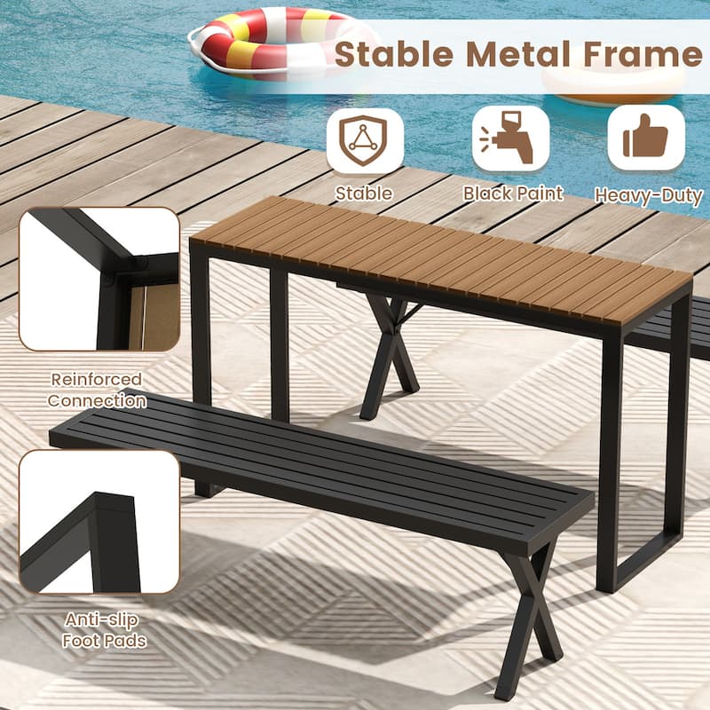 Costway Outdoor Console Table with Metal Frame Foot Pads Buffet Bar - See Details