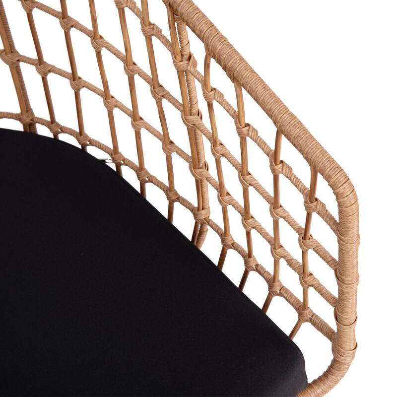 2PK Indoor/Outdoor Boho Rattan Rope Club Chairs-Seat Cushions