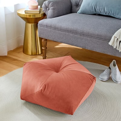 Sorra Home Solid Velvet Indoor Geometric Pouf
