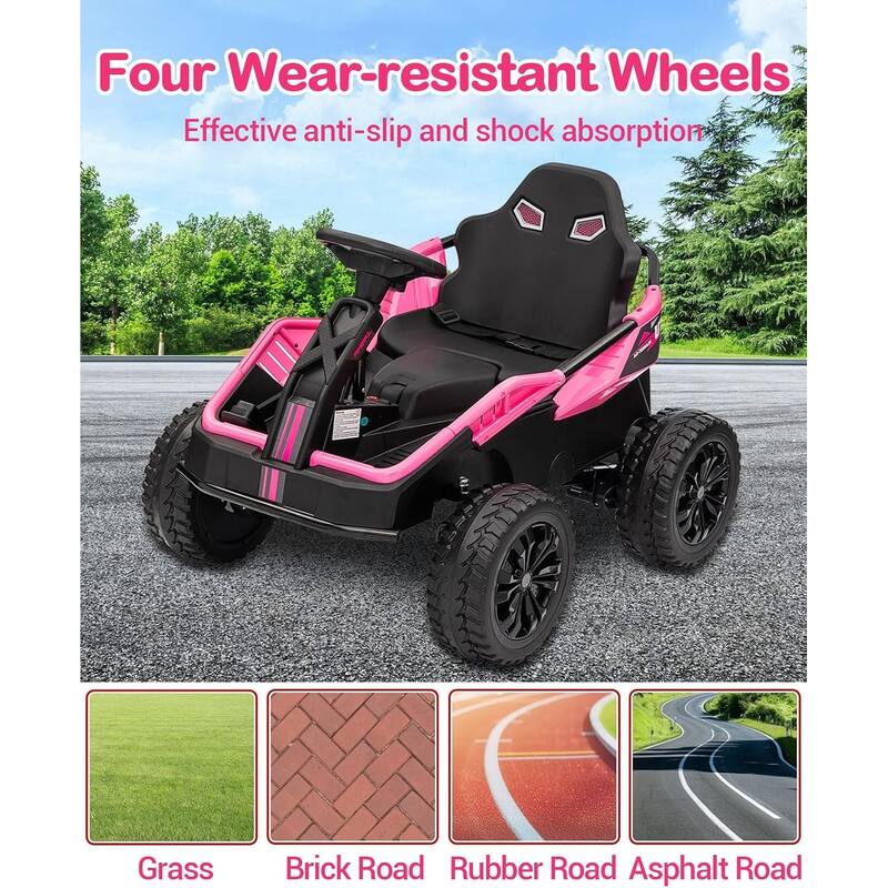 24V Kids Electric Car with Parent Control, 200W 4x4 Ride On Toy for Big Kids,4 Wheeler ATV