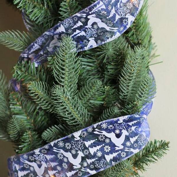 Shop Blue Winter Wonderland Flying Reindeer Wired Christmas Craft Ribbon 2 5 X 10 Yards Overstock 17977075