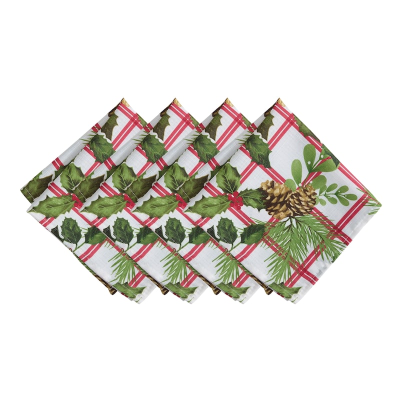 Pinecone Plaid Holiday Fabric Napkins, Set of 4 - Set of 4