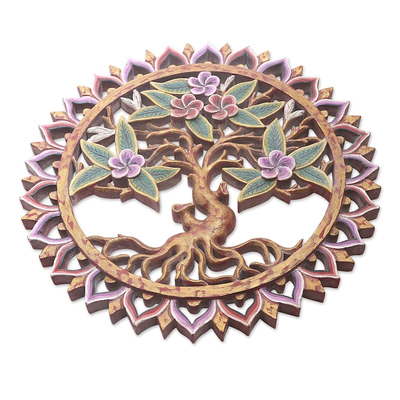 Novica Handmade Tree Hugger Wood Relief Panel