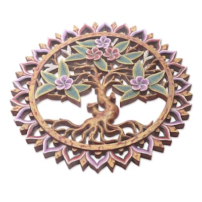 Novica Handmade Tree Hugger Wood Relief Panel