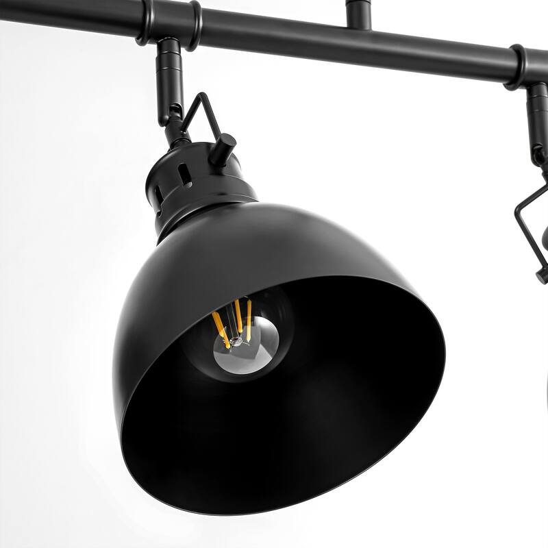 5-Light Industrial Modern Black Linear Pot Lid Pendant Kitchen Island Lighting/ Adjustable Tracking Light