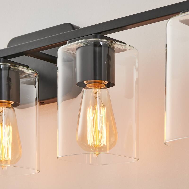 KAWOTI 6-Light Square Clear Glass Shade Vanity Light