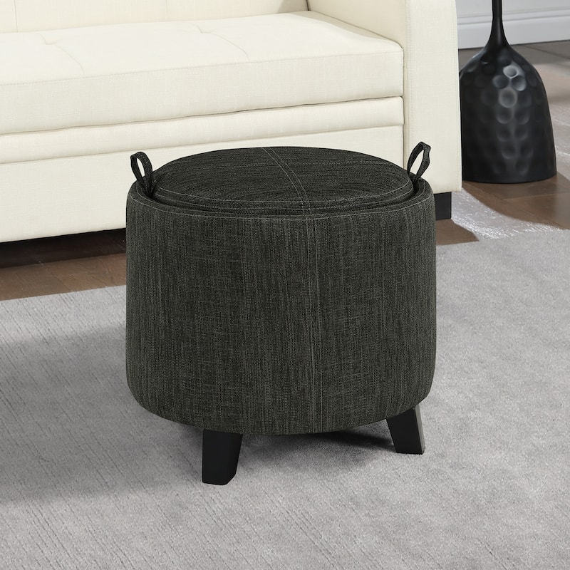 Storage Ottoman with Reversible Tray - Upholstered Seat with Hidden Storage, Serving Tray Top, and Stylish Home Accent Design