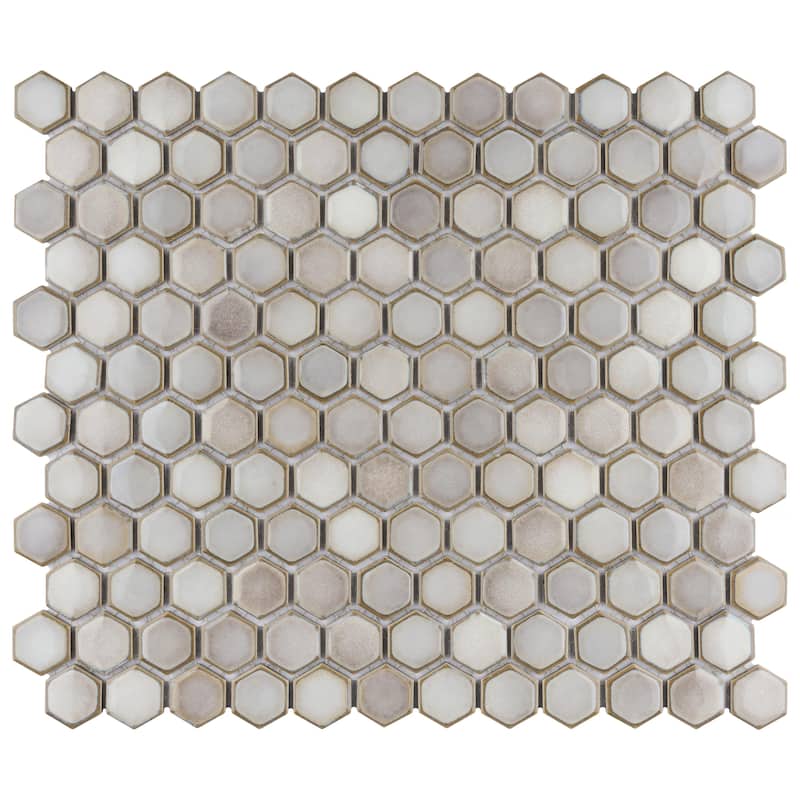 Merola Tile Hudson 1" Hex Dove Grey 11-7/8" x 13-1/4" Porcelain Floor and Wall Tile