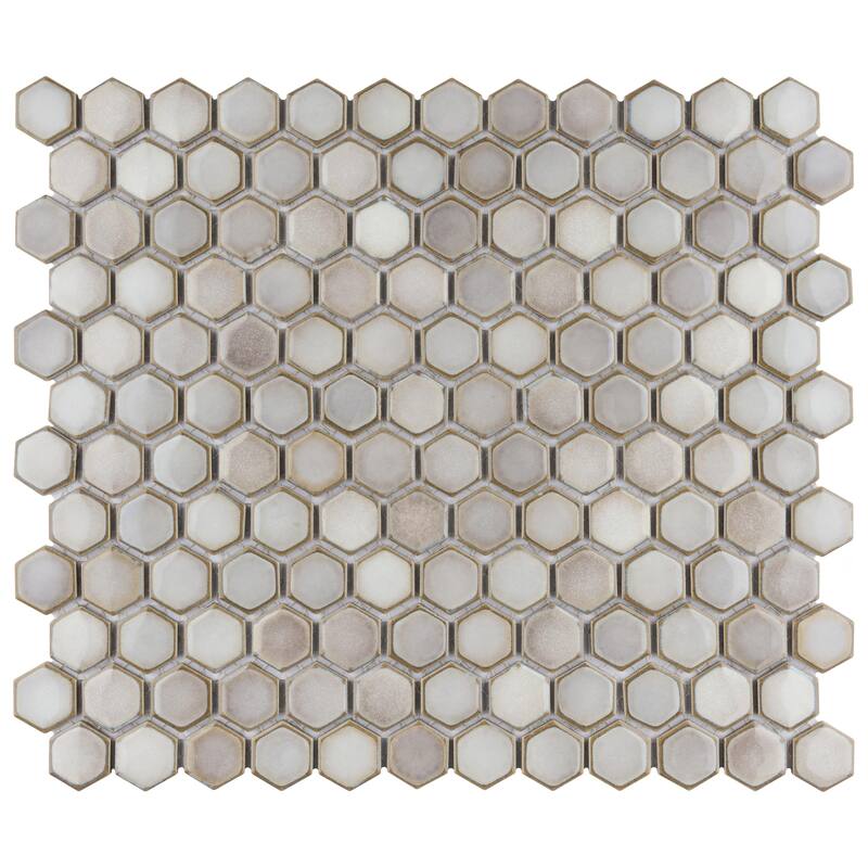 Merola Tile Hudson 1" Hex Dove Grey 11-7/8" x 13-1/4" Porcelain Mosaic Floor and Wall Tile - Case (10 Tiles)