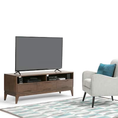 WYNDENHALL Pearson SOLID HARDWOOD 60 inch Wide Mid Century Modern TV Media Stand For TVs upto 65 inches - 60"w x 19"d x 22" h