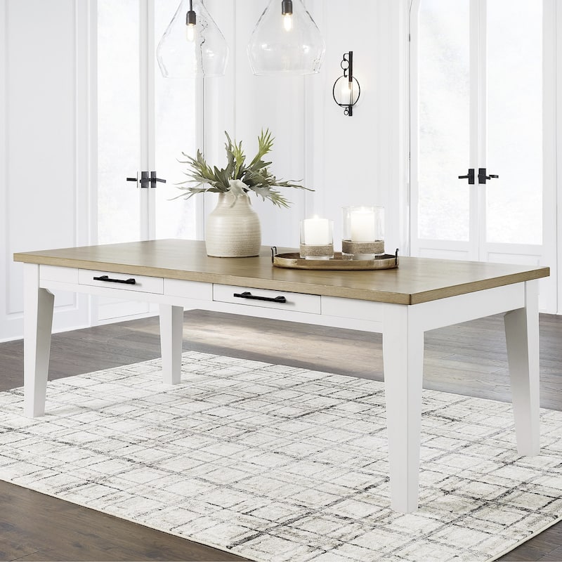 Signature Design by Ashley Ashbryn White/Brown Dining Table - 86" W x 42" D x 30.9" H - 86" W x 42" D x 30.9" H - White/Nature