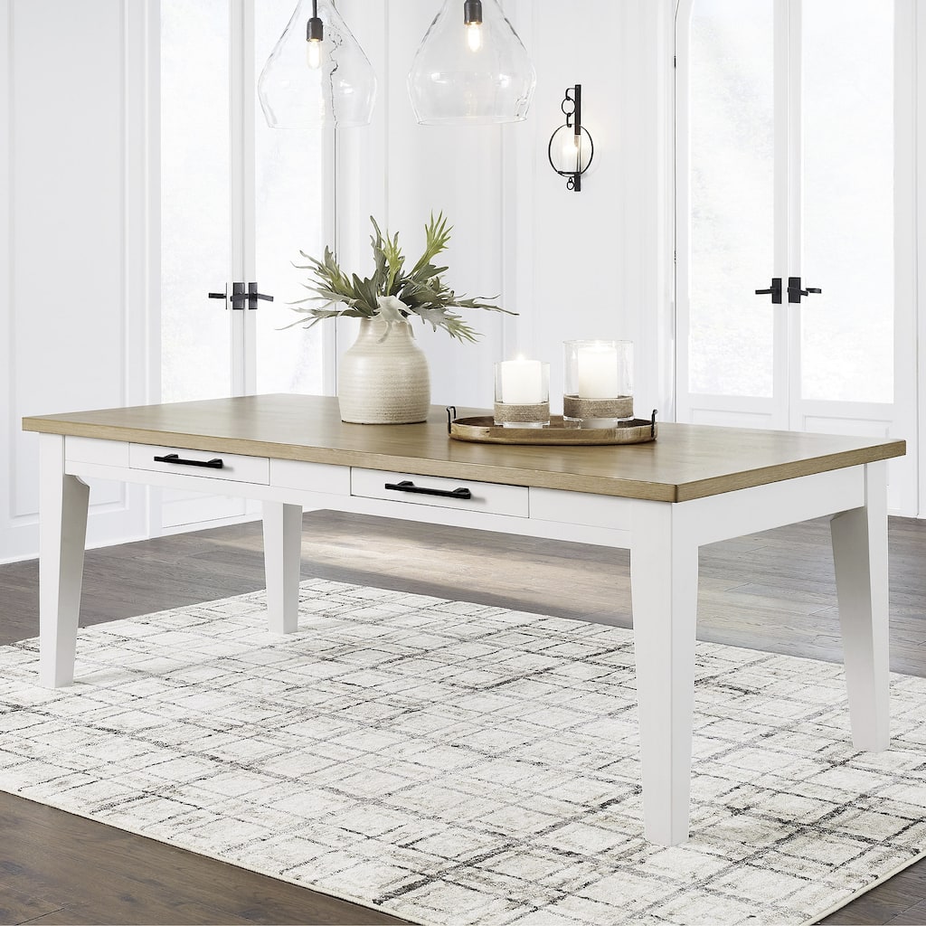 Signature Design by Ashley Ashbryn White/Brown Dining Table - 86" W x 42" D x 30.9" H