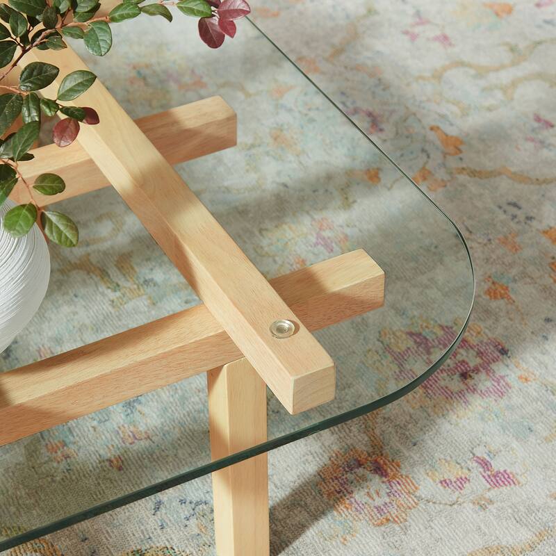 Isby 35 Inch Tempered Glass Coffee Table