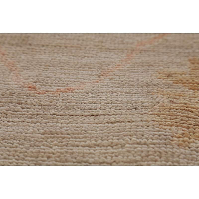 Hand Knotted Oriental 100% Wool Carpet Transitional All-Over Beige & Ivories Oushak Area Rug - 11' 10'' X 9' 0''