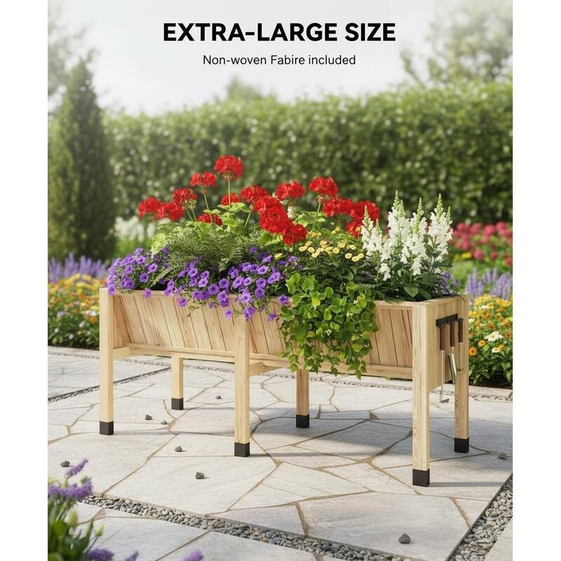 13.7In Depth Elevated Wooden Raised Garden Bed