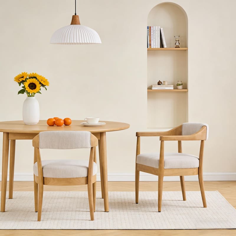 Christopher Knight Home - Upholstered Dining Arm Chair Set with High-Density Foam Padded Cushion & Curved Backrest - 22.64"W