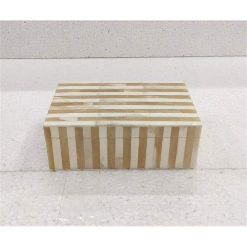 Sm. Bone Striped Decorative Box