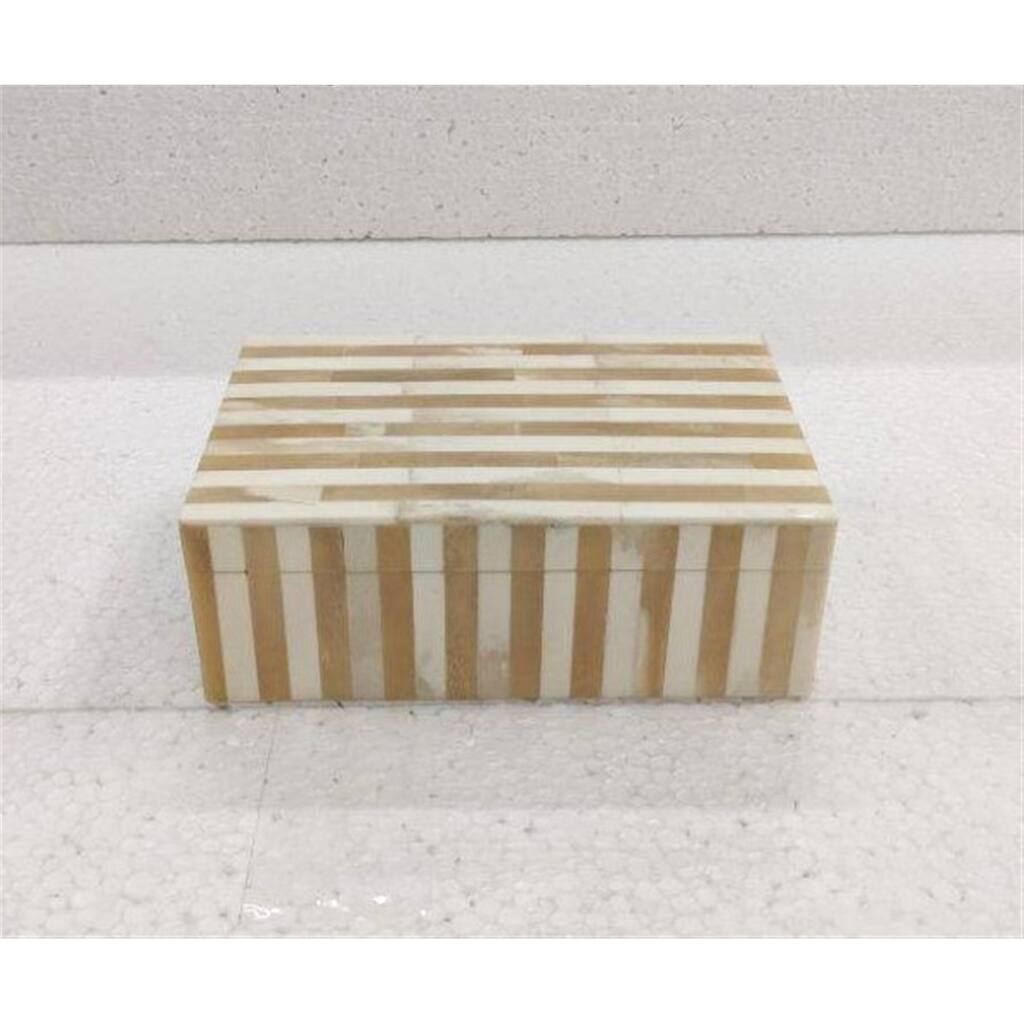 Sm. Bone Striped Decorative Box