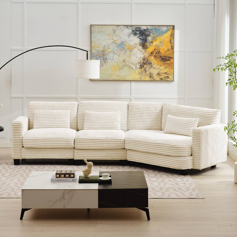Multi-seat(3/4/5 seats) Corduroy Sectional Sofa, Modular Couch for Living Room & Business