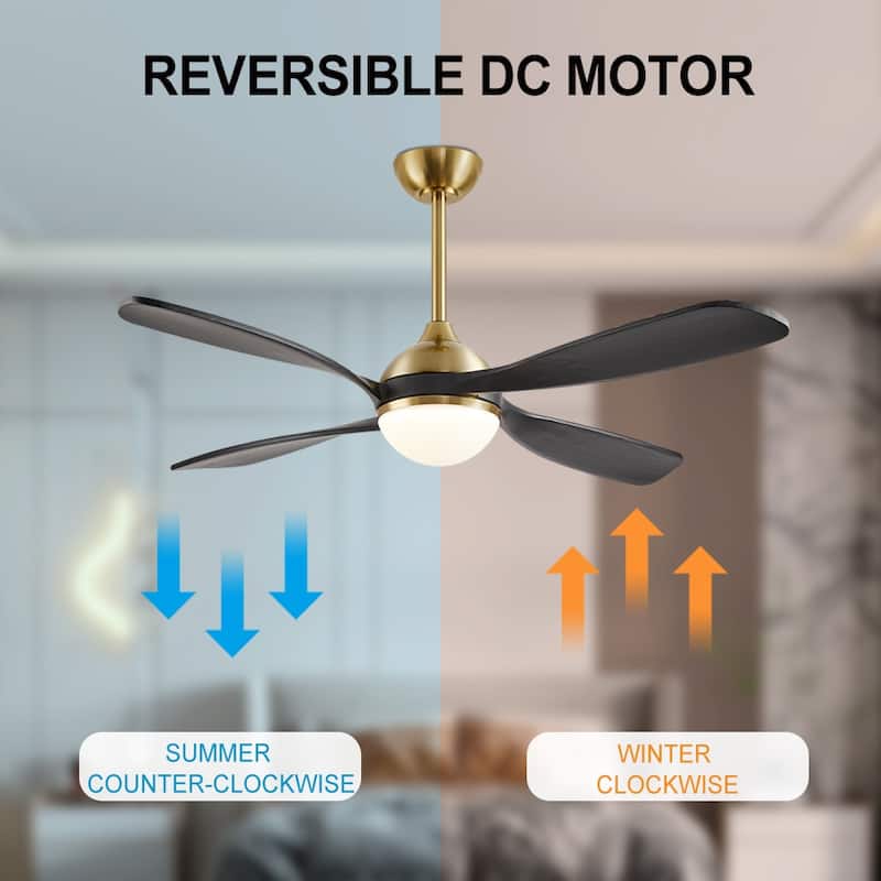 MLiAN 54 inch 4 Soild Wood Blades Smart LED Ceiling Fan with Remote - 54"