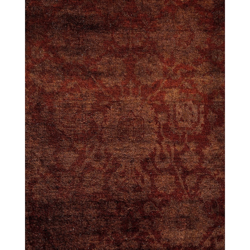 Overton Hand Knotted Wool Vintage Inspired Modern Contemporary Overdyed Brown Area Rug - 4' 2" x 6' 6"