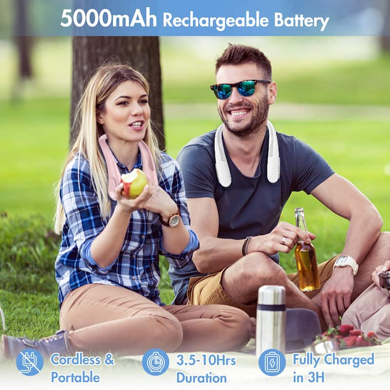 Hand-free 5000mAh Rechargeable Bladeless Neck Fan Angle Adjustable