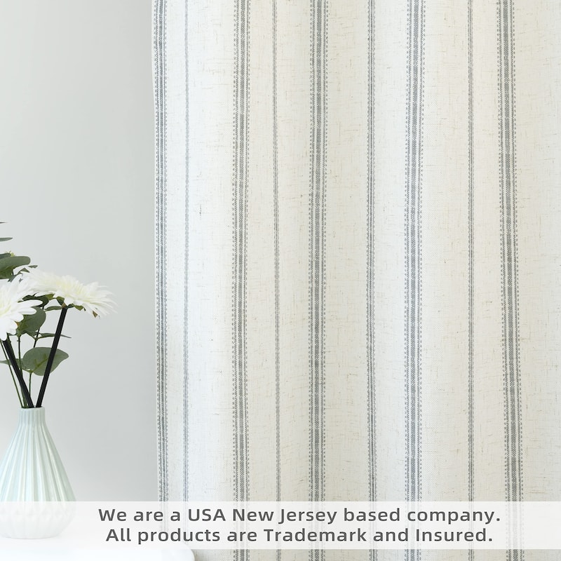 DriftAway Farmhouse Linen Blend Curtains Vertical Striped Printed Drapes