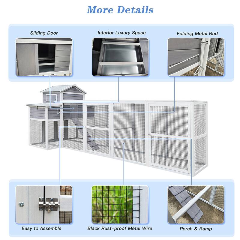 150"W 2-Story Wood Large Chicken Coop with Run, 2 Nesting Boxes