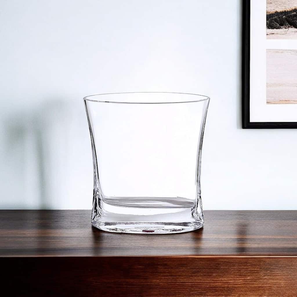 HomeRoots 7" Clear Oval Crystal Glass Table Vase