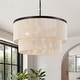 preview thumbnail 2 of 34, GetLedel 23.8" 6-Light Dimmable Handwoven Drum Chandelier Bronze/beige