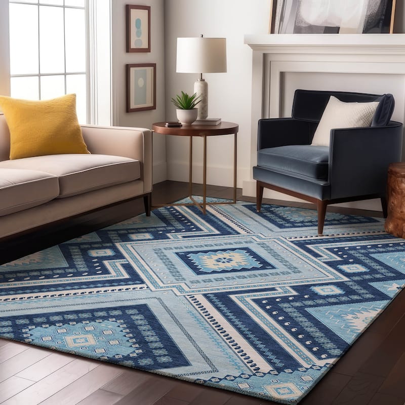 Premium Washable Super Soft Boho Global Mayfield Rug - Navy - 3' x 5'