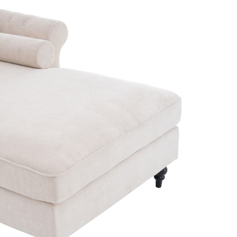 Anmytek Oversized Chenille Chaise Lounge Sofa Bed - Wide Seat Lazy Sleeper Reading Armchair