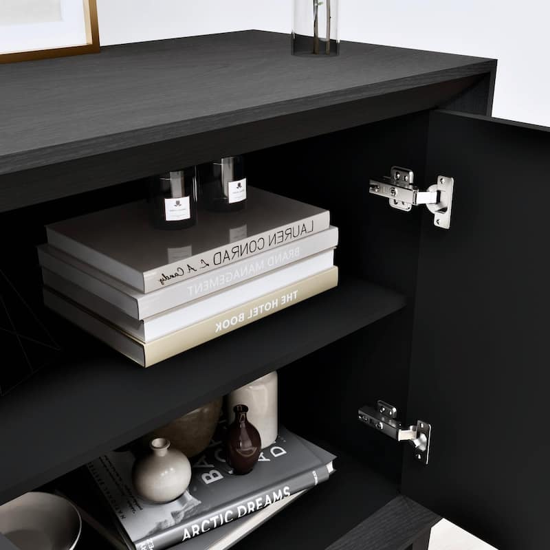 60'' Heavy-Duty Antique Wood TV Stand with Adjustable Shelves