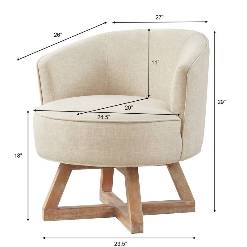 Swivel Chair with Cross-shaped Wooden Base