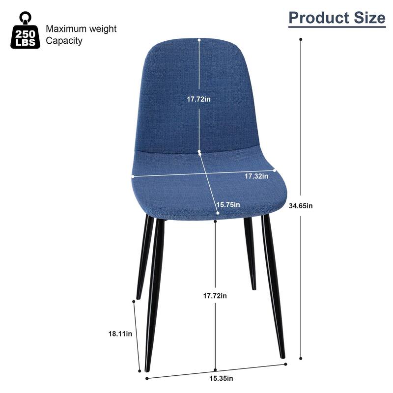 Modern Knit Fabric Dining Chairs, Kitchen Side Chairs with Comfortable Cushions and Adjustable Feet, for Dining Rooms, Set of 4