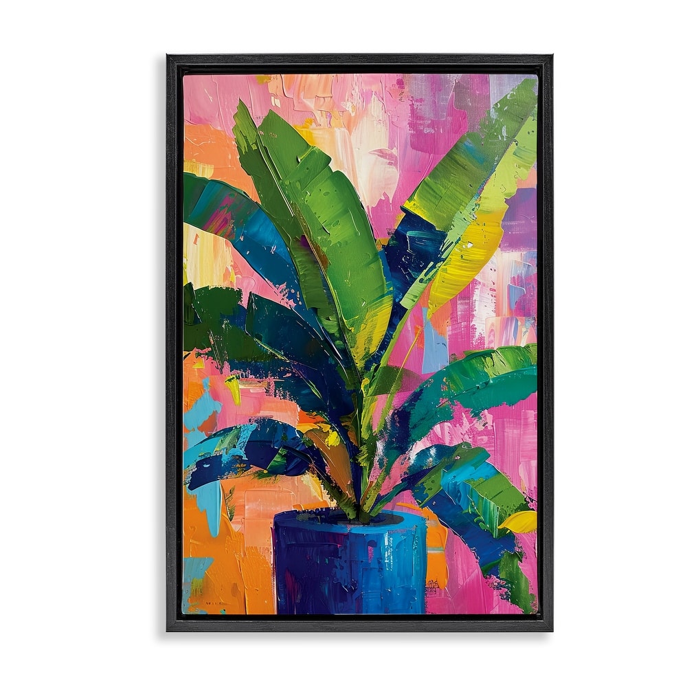 Stupell Modern Bright House Plant Framed Floater Canvas Wall Art Design By LSR Design Studio